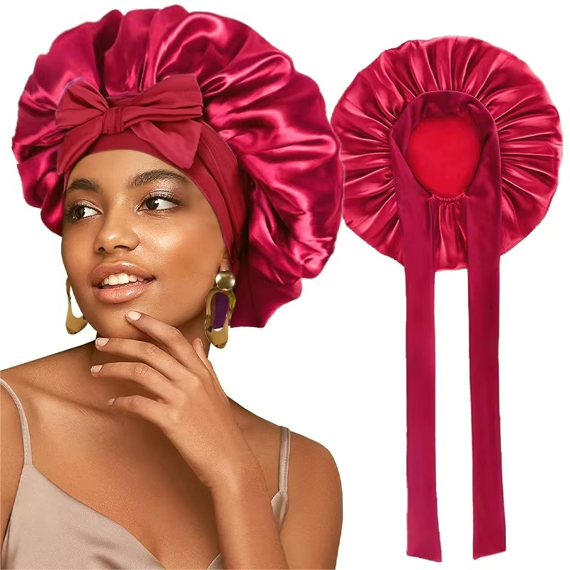 BowLift | Women’s Satin Sleep Bonnet Adjustable Silky Night Cap for Curly Hair