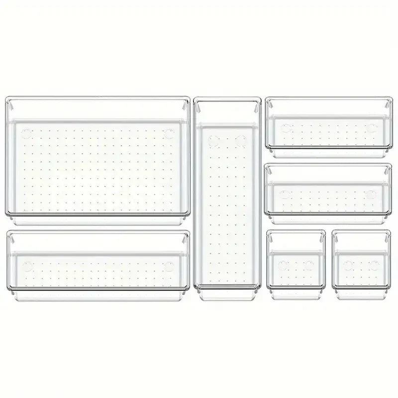 BowLift | Clearyx Organizer Set | 18-piece Transparent | Modular & Stackable | For Bathroom, Kitchen & Office