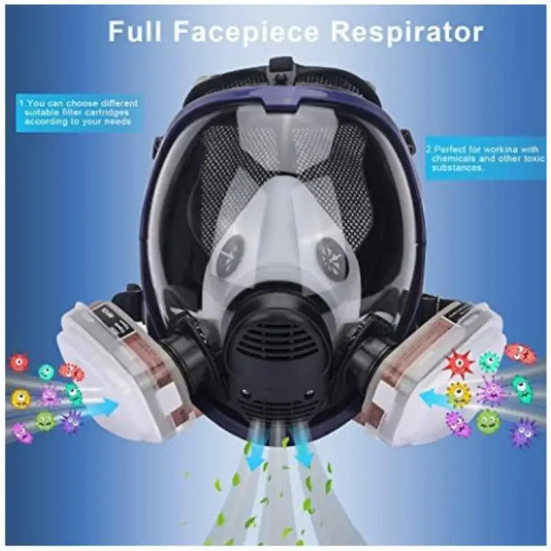 BowLift | Full Face Respirator Mask with Anti-Fog Lens and Industrial Gas Filters