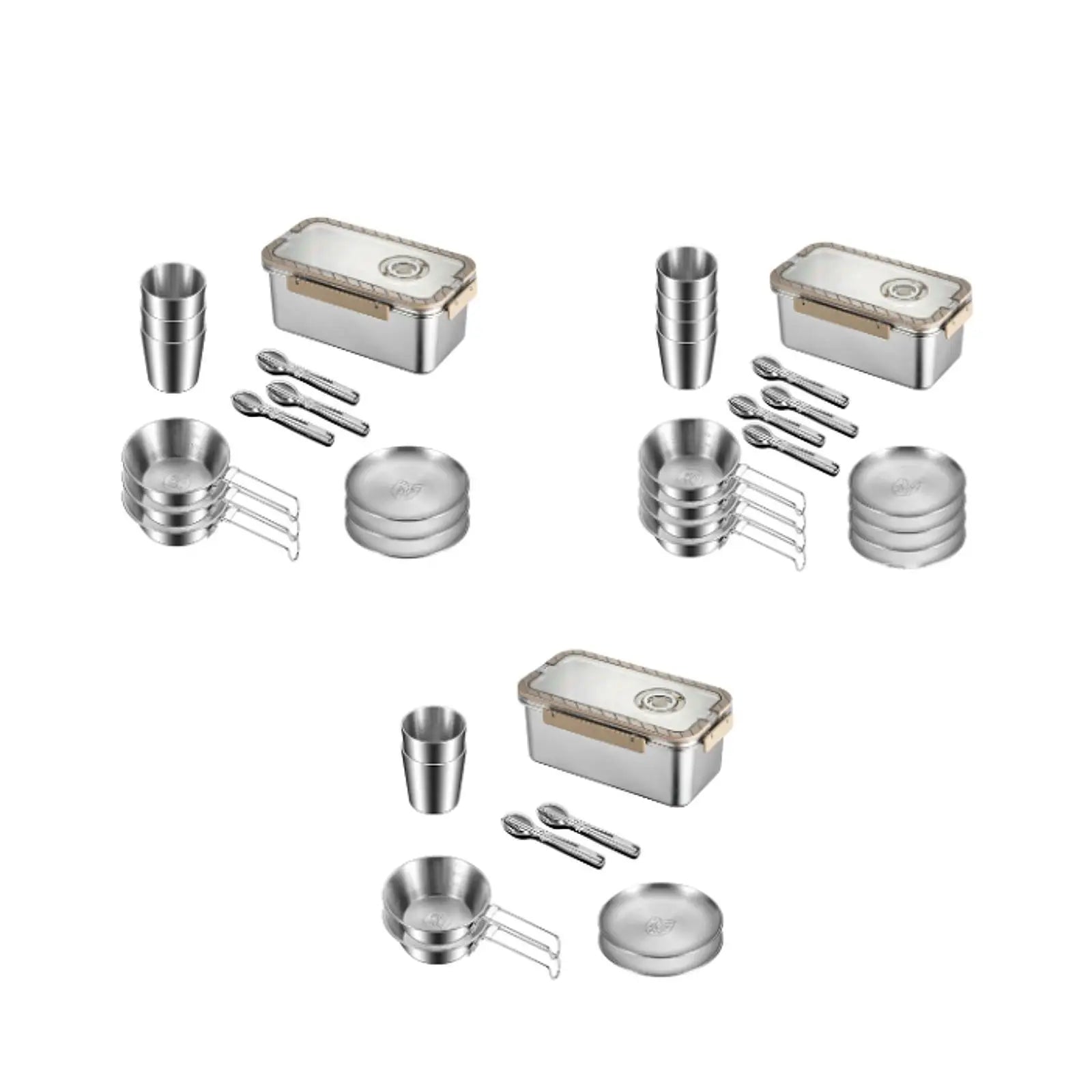 BowLift | Camping Messware Kit Stainless Steel Dinnerware with Storage Box – CampSet