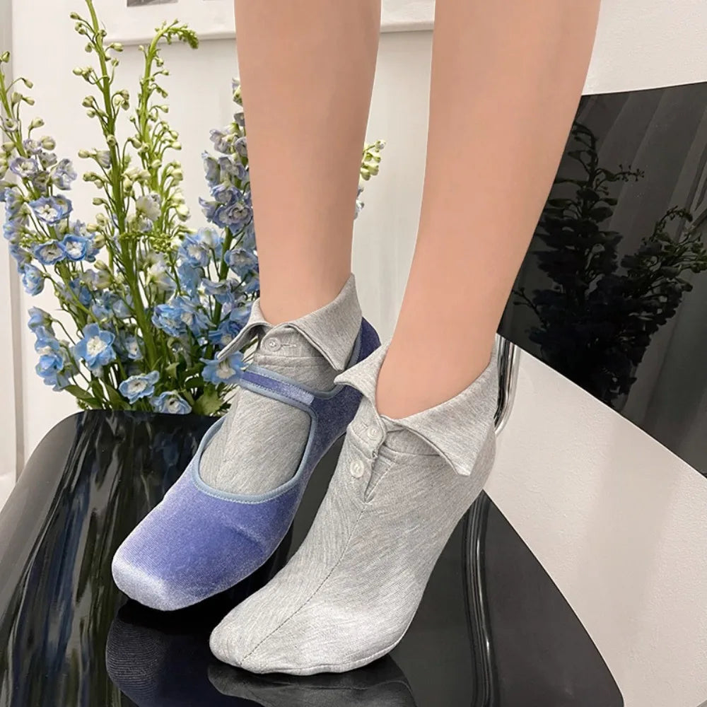 BowLift | Soft Grip Button Ankle Socks