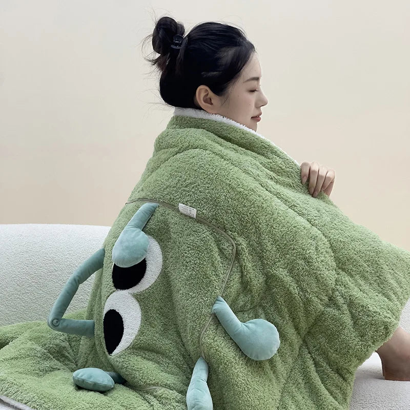 BowLift | Cute Monster Portable Soft Throw Pillow Blanket