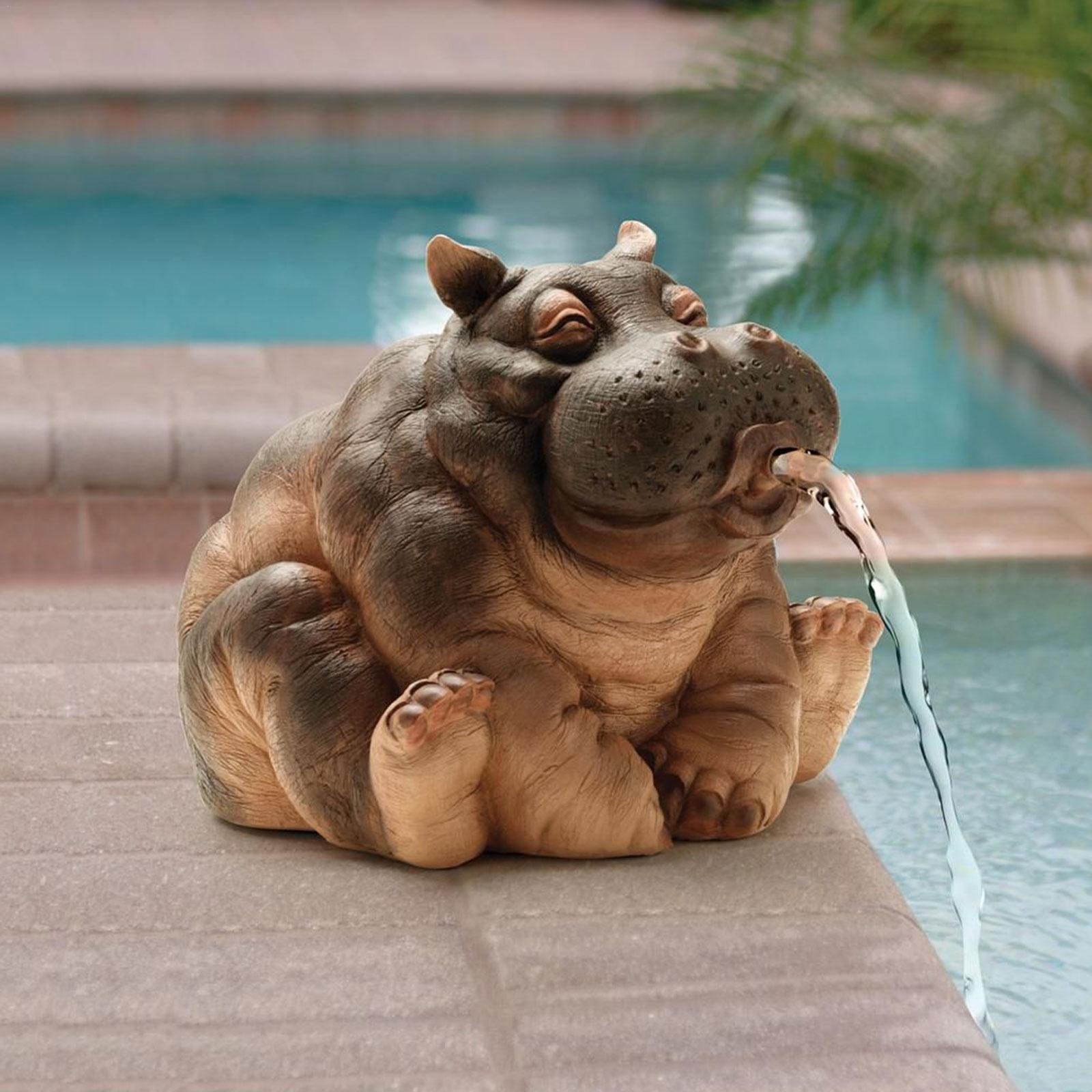 BowLift | Playful Hippopotamus Garden Sprinkler Statue