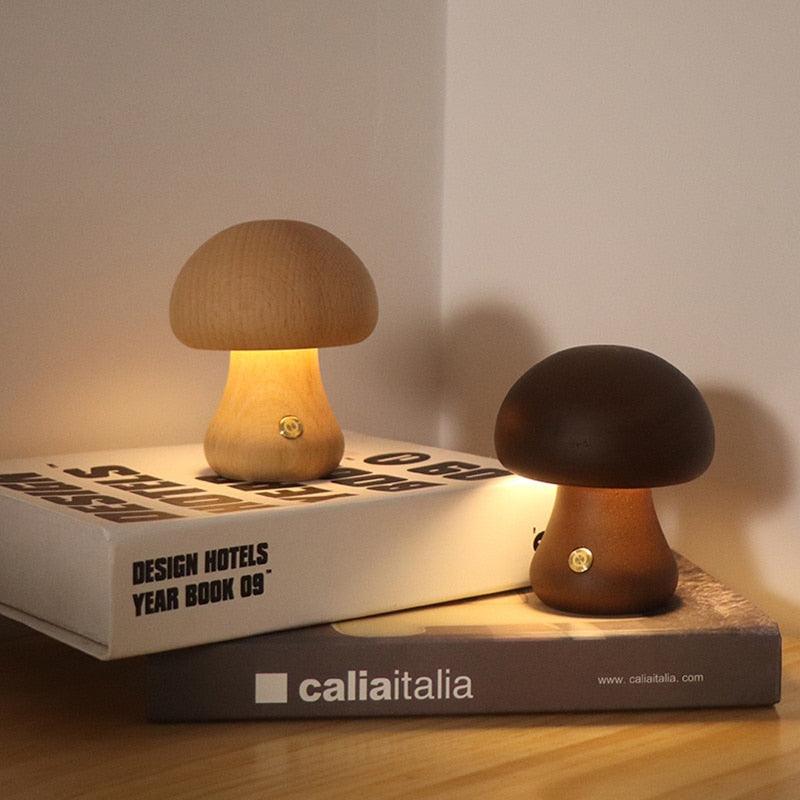 BowLift | Wooden LED Table Lamp Mushroom Glow