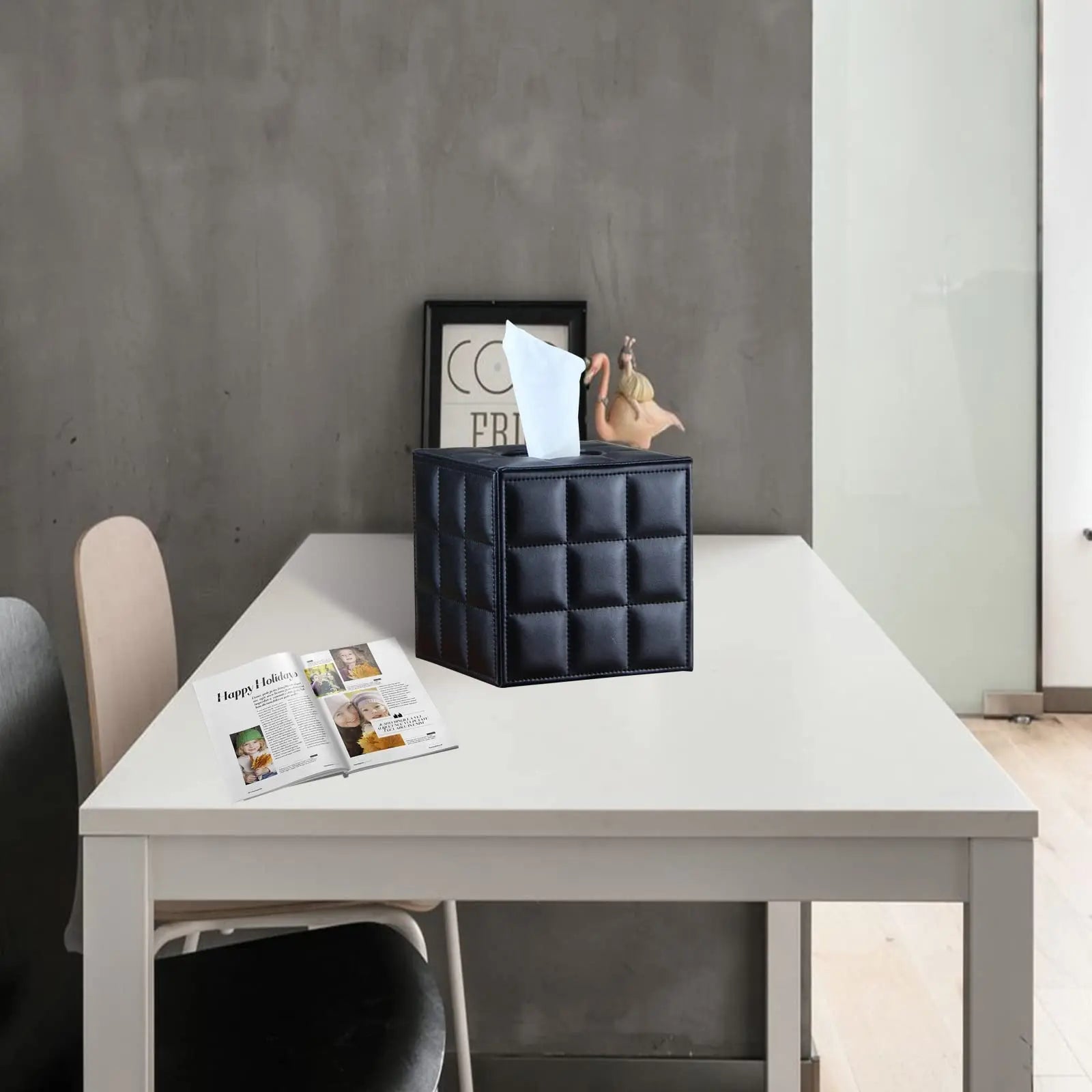 BowLift | Modern Tissue Box Holder Square, Napkin Holder Pump Paper Case Dispenser, Facial Tissue Box Cover for Home Bathroom Office Desk