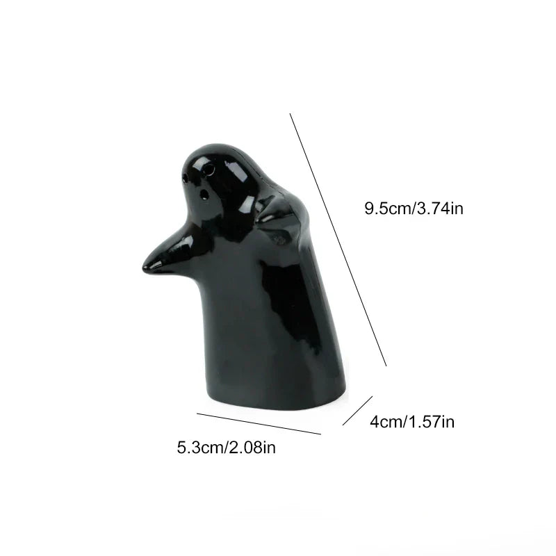 BowLift | Cute Embracing Ghosts Black and White Ceramic Salt and Pepper Mill