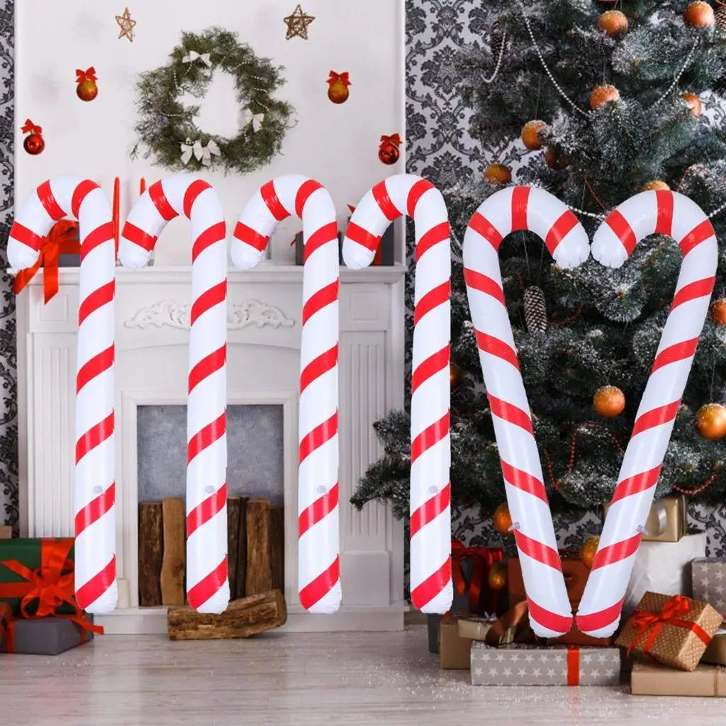 BowLift | CandyFest Inflatable Christmas Candy Canes – Set of 4 PVC Decorations of 87 cm