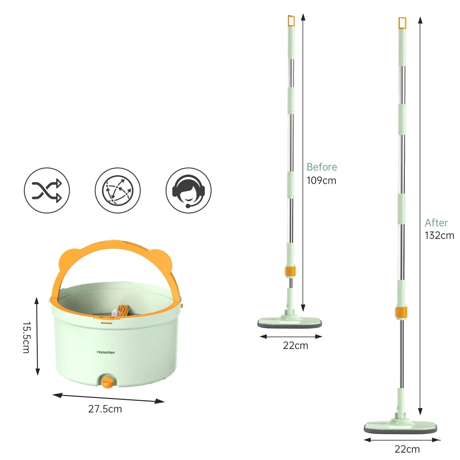 BowLift | Self-cleaning Mop with Rotating Function & Bucket