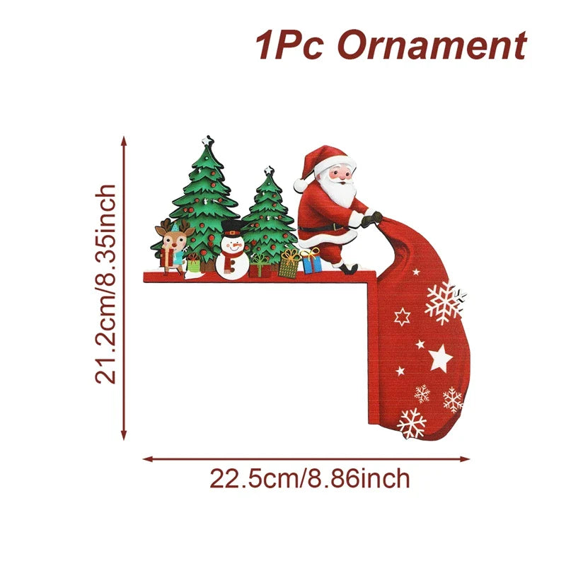 BowLift | Christmas Wooden Decoration FrostiHome | Santa Claus & Snowman | Wooden Door Sign & Corner Decoration | Christmas & New Year 2026