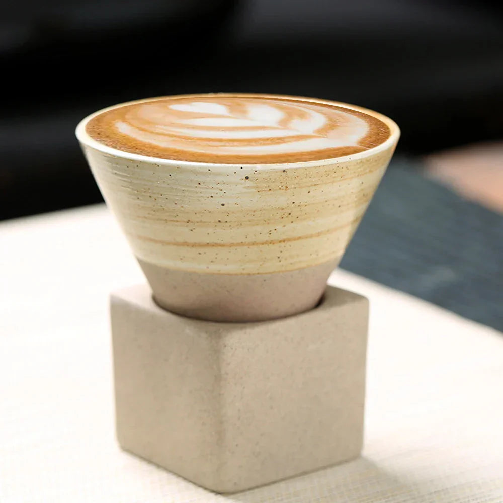 BowLift | Japanese coffee cup with saucer, 1 piece, retro ceramic tea cup, mug, latte, espresso, pull0, flower cappuccino, new ceramic cup, 100 ml/3.5 oz