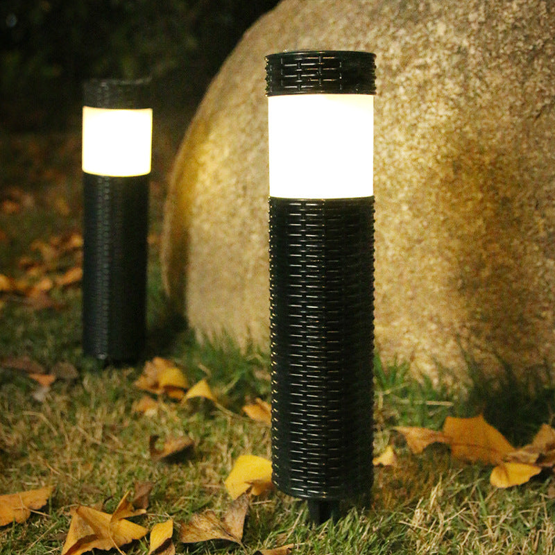 BowLift | Outdoor Solar Rattan Cylindrical LED Garden Lawn In-ground Landscape Light