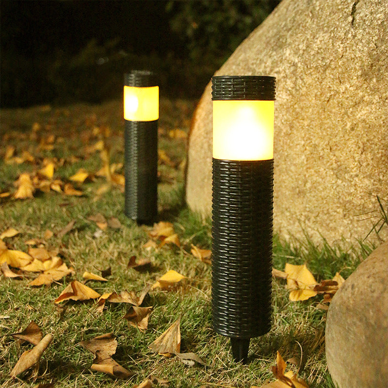 BowLift | Outdoor Solar Rattan Cylindrical LED Garden Lawn In-ground Landscape Light