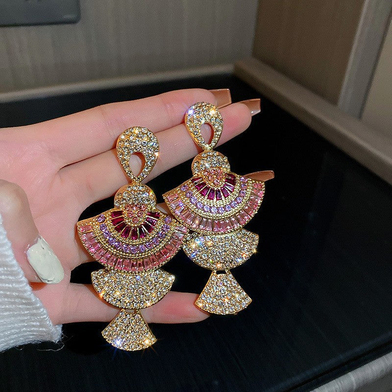 BowLift | Faux-Diamond-Studded Metal Long Tassel Earrings for Women