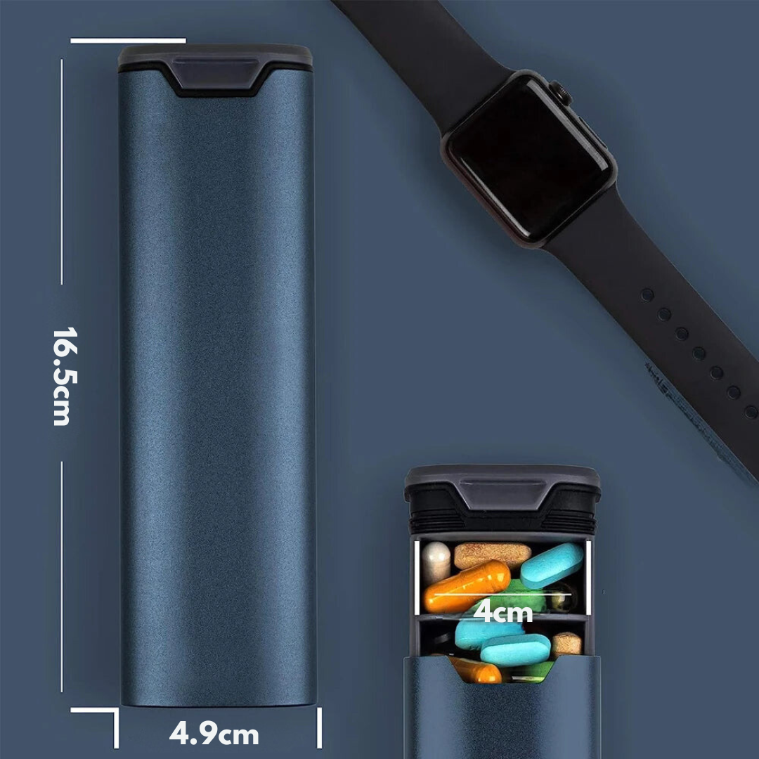 BowLift | Weekly Pill Organizer | Premium Aluminium & Wooden Design for Home, Office & Travel