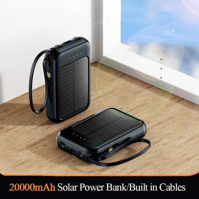 BowLift | PowerVolt Max 20K | Solar-powered power bank | 4 charging cables integrated | LED flashlight