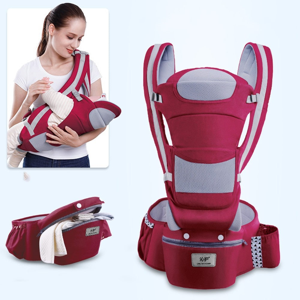 BowLift | 3-in-1 Ergonomic Baby Carrier with Storage Pouch – Soft Cotton Newborn to Toddler Carrier