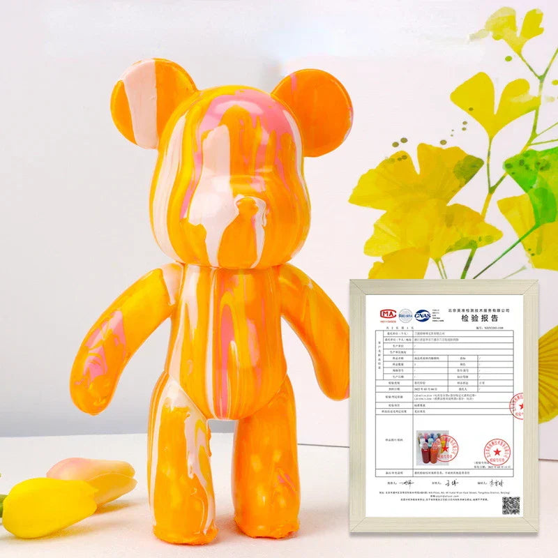 BowLift | Graffiti Painted Fluid Violent Bear White Body Ornaments DIY Handmade Personalized Model Home Desktop Decoration Accessories New