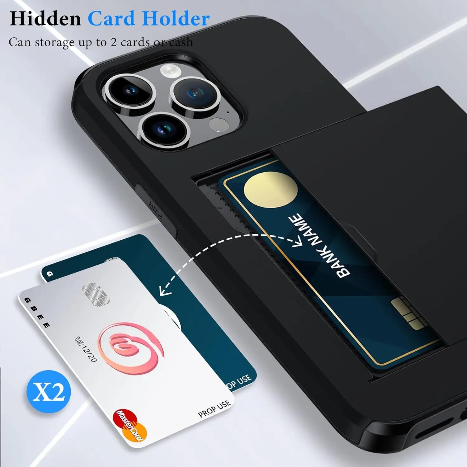 BowLift | LuxShield iPhone Case with Card Holder | Slim Design | Card Storage | Protection & Style