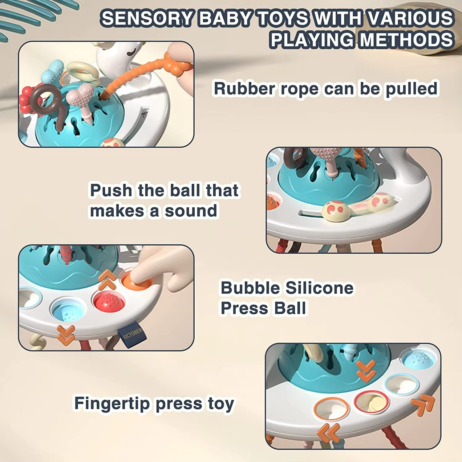 BowLift | Montessori Pull String Sensory Toy for Baby Development and Teething