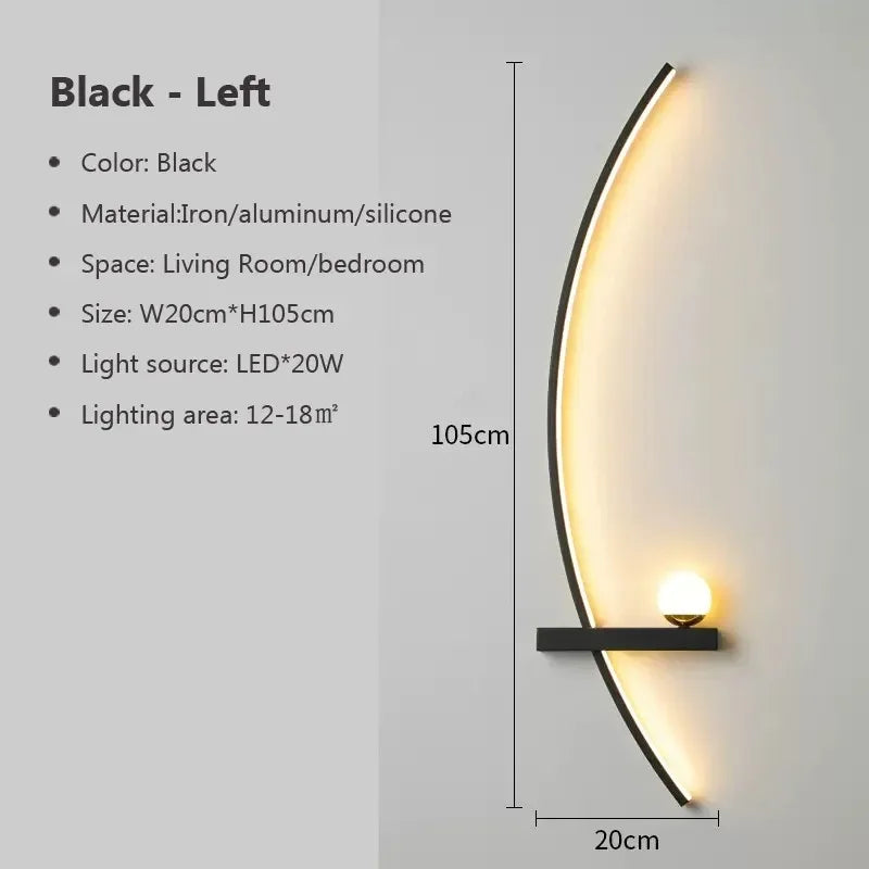 BowLift | Contemporary Edge Wall Lamp – Black & Gold Indoor/Outdoor Lighting for Modern Spaces