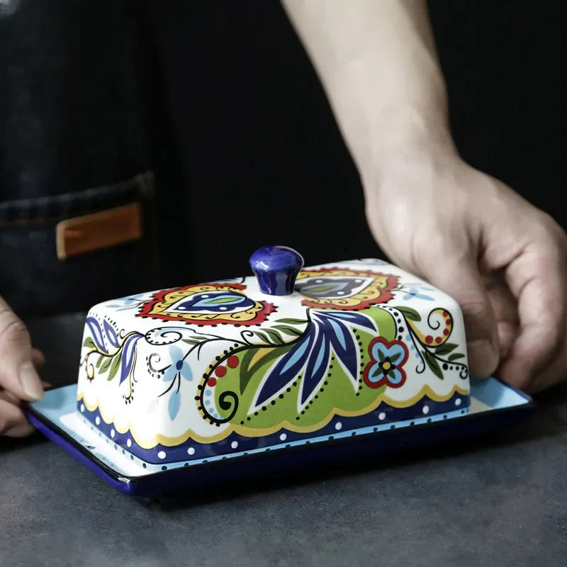 BowLift | Hand-painted Butter Dish in Tuscan Style