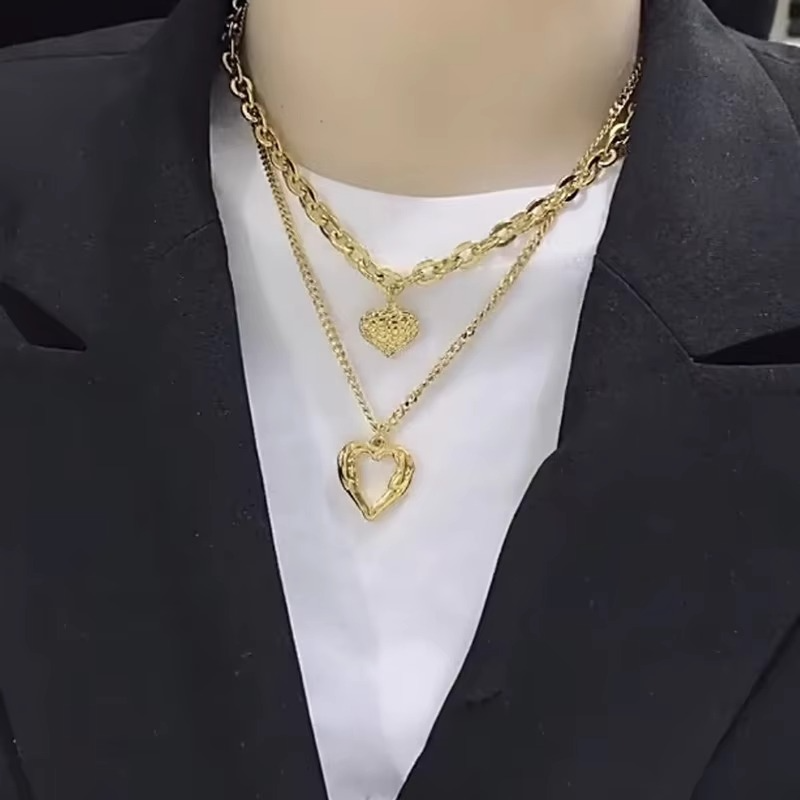 BowLift | Chic Double-Layer Heart & Cuban Link Chain Choker Necklace