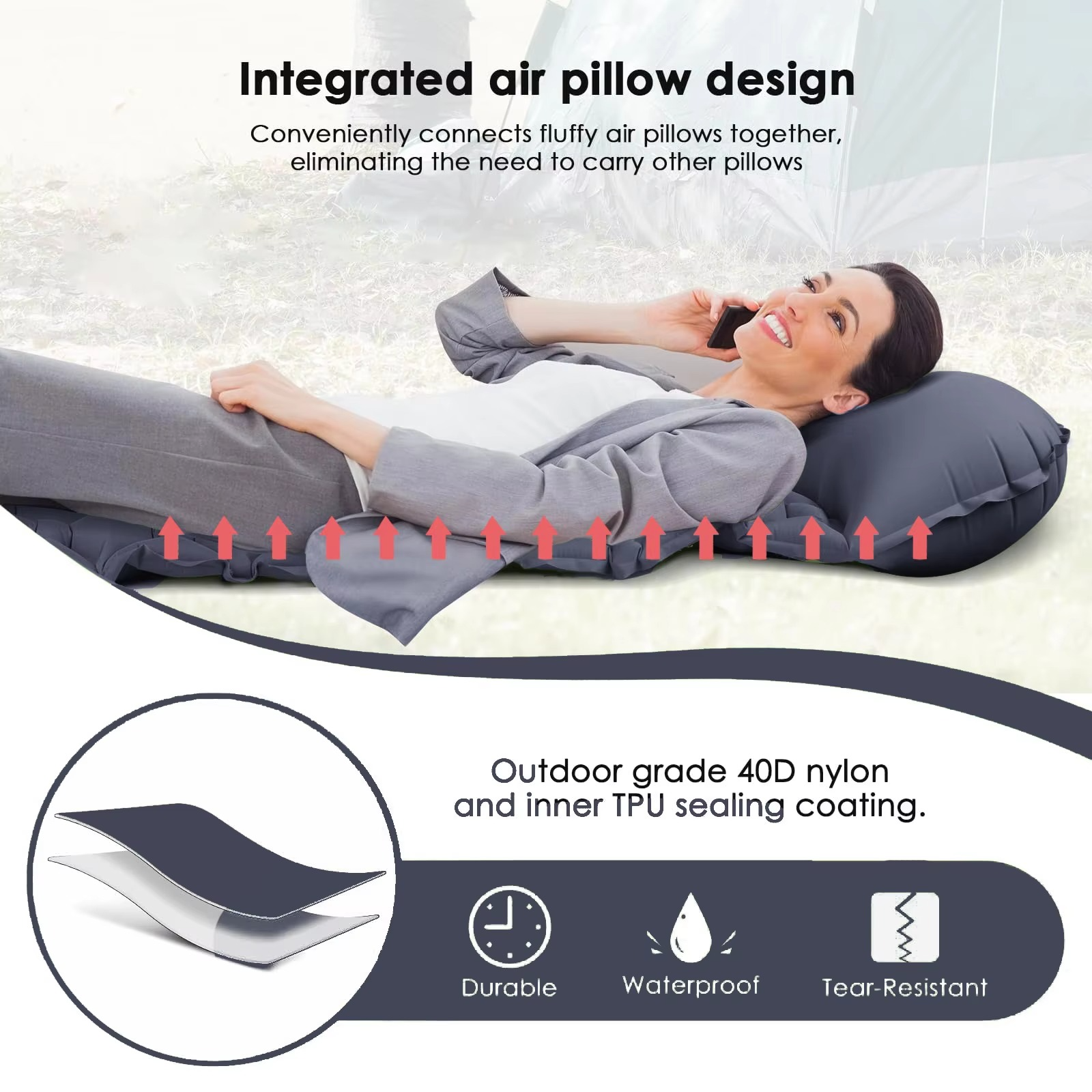 BowLift | Ultra-Comfort Inflatable Camping Mattress with Integrated Pillow and Pump