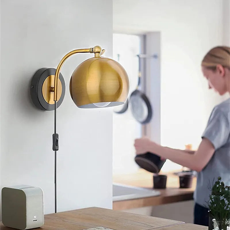 BowLift | AntiqueAura – Classic Vintage Wall Lamp with Plug for Elegant Spaces