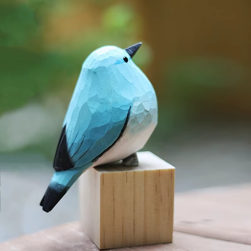 BowLift | Handcrafted Mountain Blue Robin Wood Sculpture