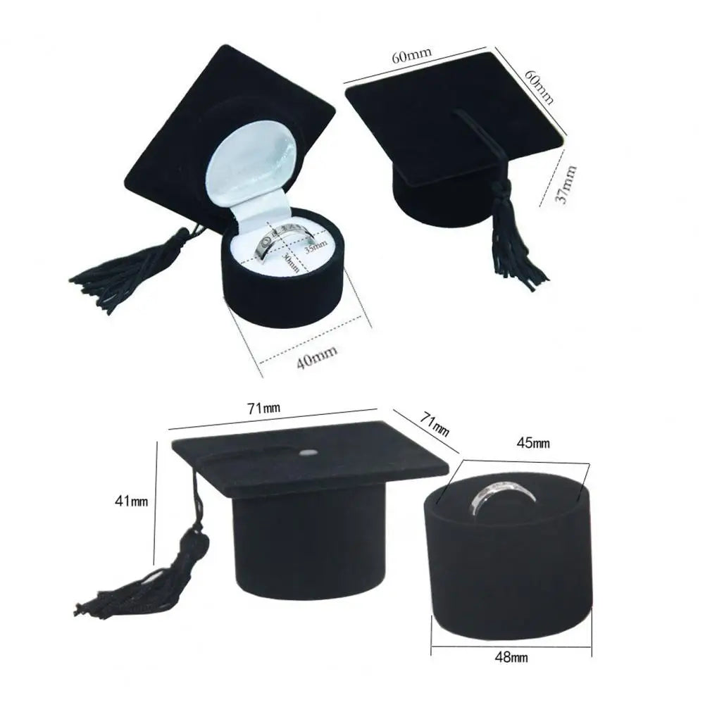 BowLift | Graduation Cap Shaped Flannel Jewelry Ring Storage Box
