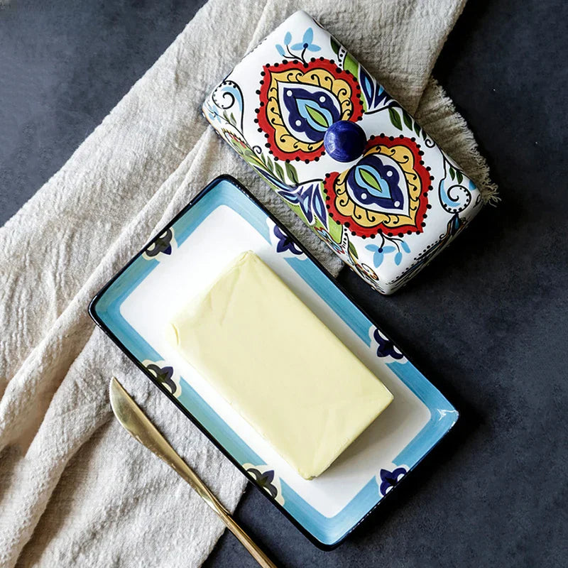 BowLift | Hand-painted Butter Dish in Tuscan Style