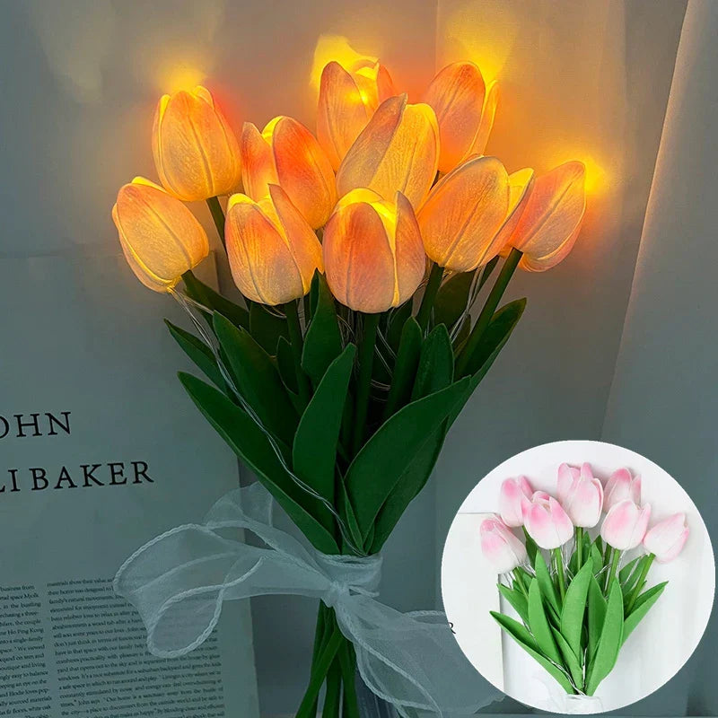 BowLift | LED lamp with artificial tulip bouquet perfect for gifts or as wedding party home decorations