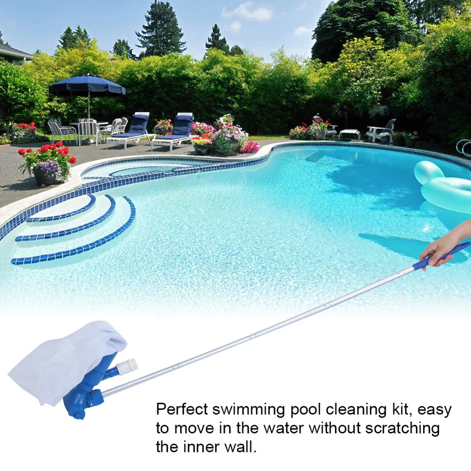 BowLift | Pool cleaning set with telescopic pole – net filter and accessories for pool care