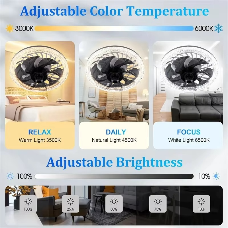BowLift | Adjustable Lighting Modern Ceiling Fan with Remote