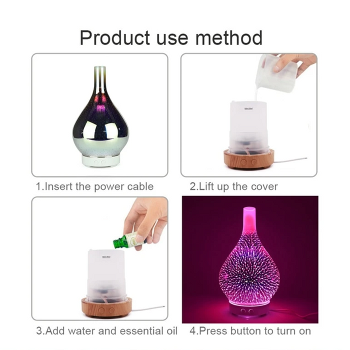 BowLift | AromaBurst 3D Glass Essential Oil Diffuser with LED Lights