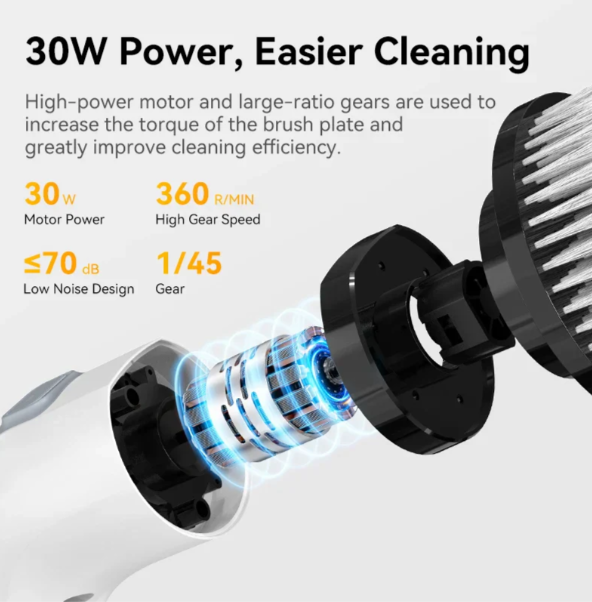 BowLift | Cordless Electric Cleaning Brush – 7 Interchangeable Heads for Effortless Deep Cleaning