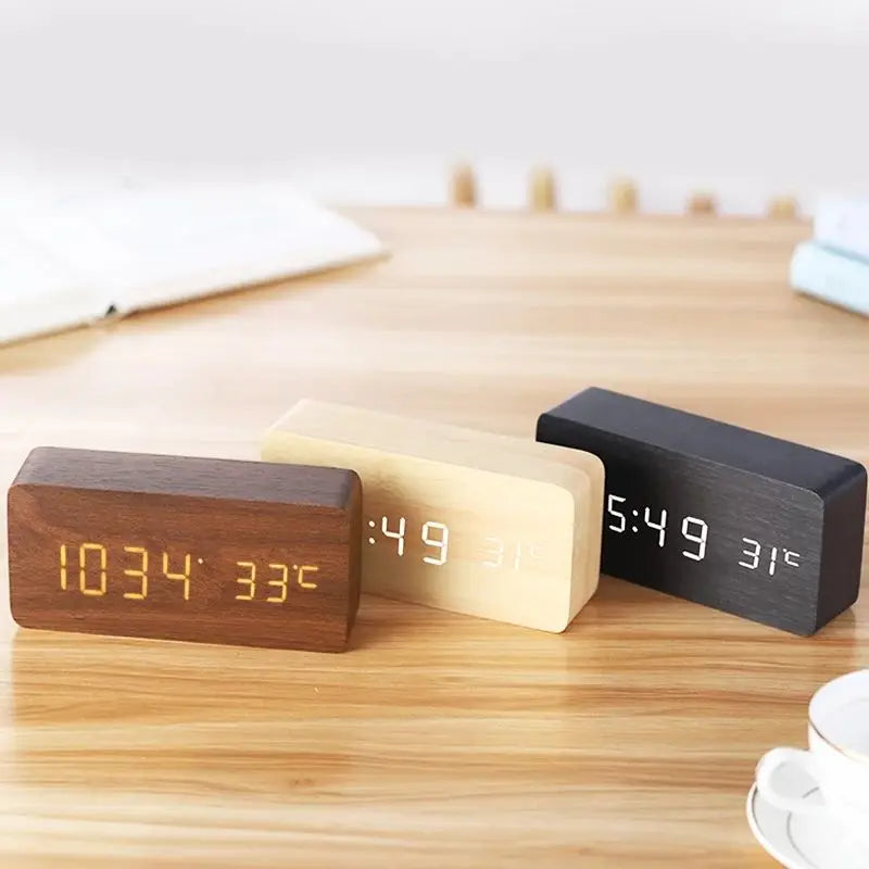 BowLift | EcoTime Wooden Digital Alarm Clock | LED Display | Modern Design | Silent | Eco-friendly