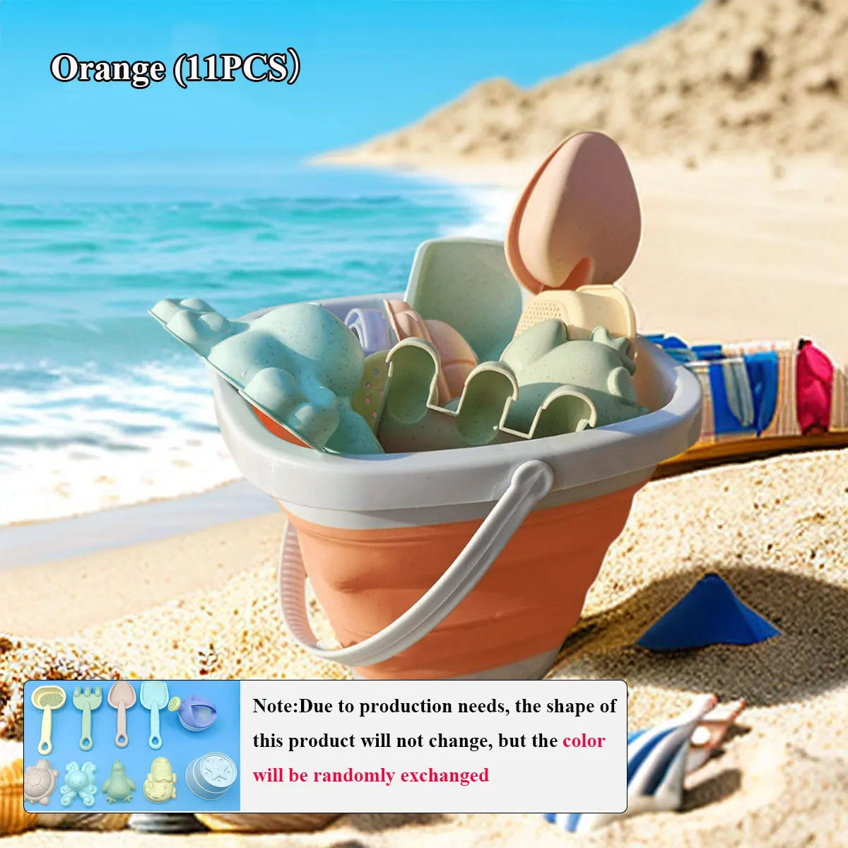 BowLift | PlayaFun Sand play set | Foldable bucket & accessories | Colorful & child-friendly | For beach & garden