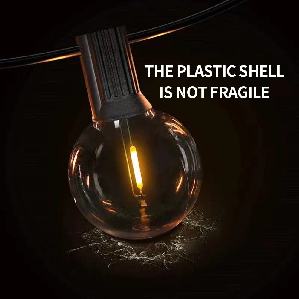 BowLift | G40 bulbs, E12, 5 V, 110 V, 220 V, 1 W, plastic globe bulbs, string lights, for indoor and outdoor use, terrace, home, garden, decoration, warm white