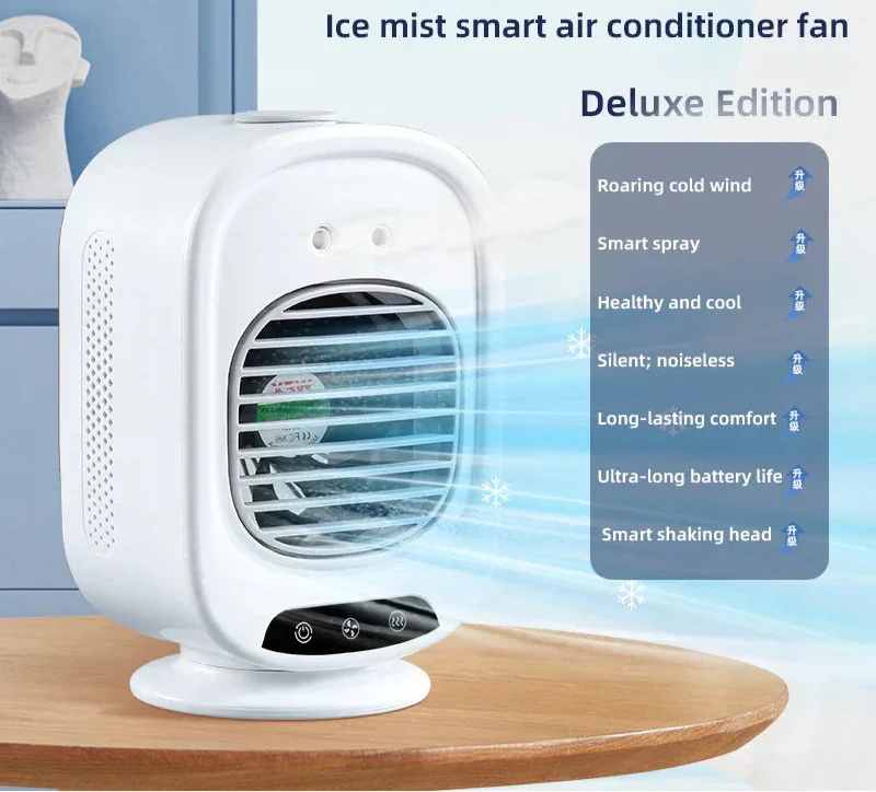 BowLift | CoolAir Breeze | 3-in-1 Fan & Humidifier | Compact and USB-powered | 7 Color Mood Light