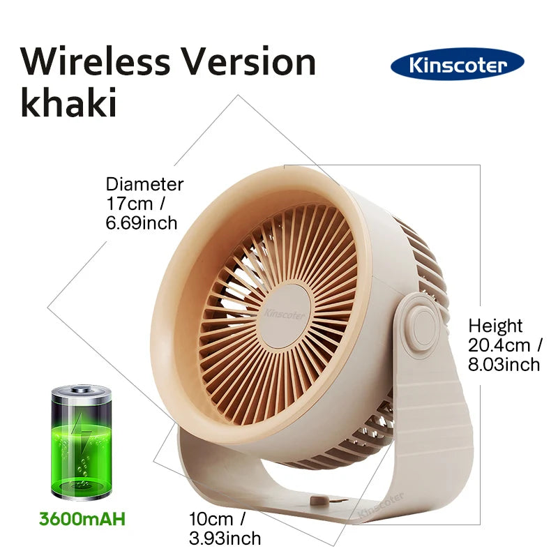 BowLift | Brisano Mini Fan | 3600 mAh Battery | 4 Levels & USB | Compact & BPA-free