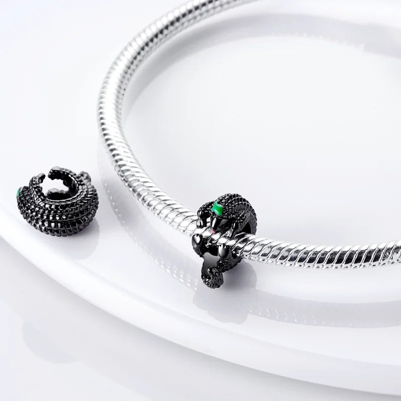 BowLift | 925 Silver Golden Leopard Charms Beads Colorful Chameleon Rhinoceros Lion Scarab Cat Pendant Compatible with Original Pandora Bracelet Jewelry