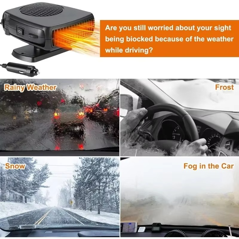 BowLift | Portable Car Heater and Defroster, 2-in-1 Heating and Cooling Fan for Windshield and Cab