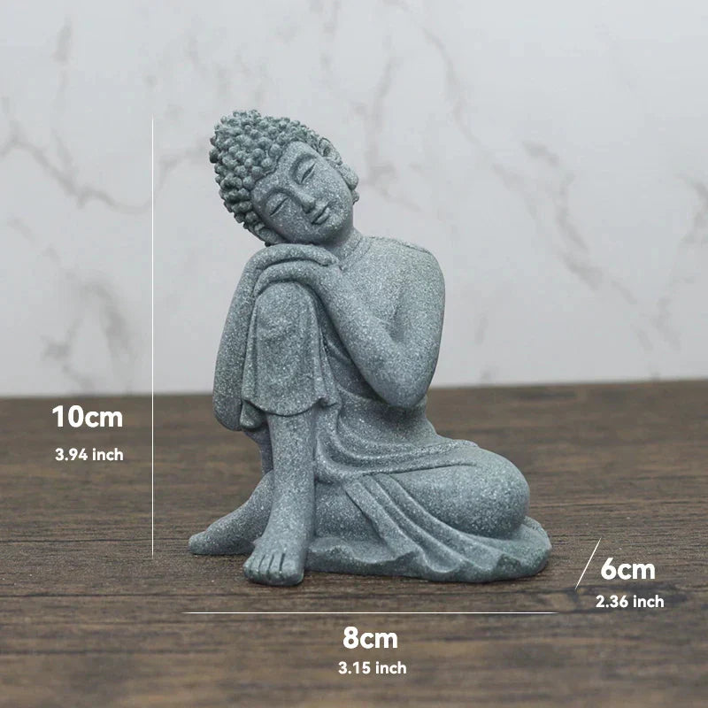 BowLift | Buddha Stone Statue Small Buddhist Monks Tibetan Buddhism Figures Zen Garden Ornament Meditation Home Aquarium Decoration