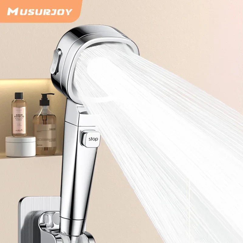 BowLift | Jetiva Shower Head | 3 Spray Types | Pressure Boosting & Water Saving | Silver Design