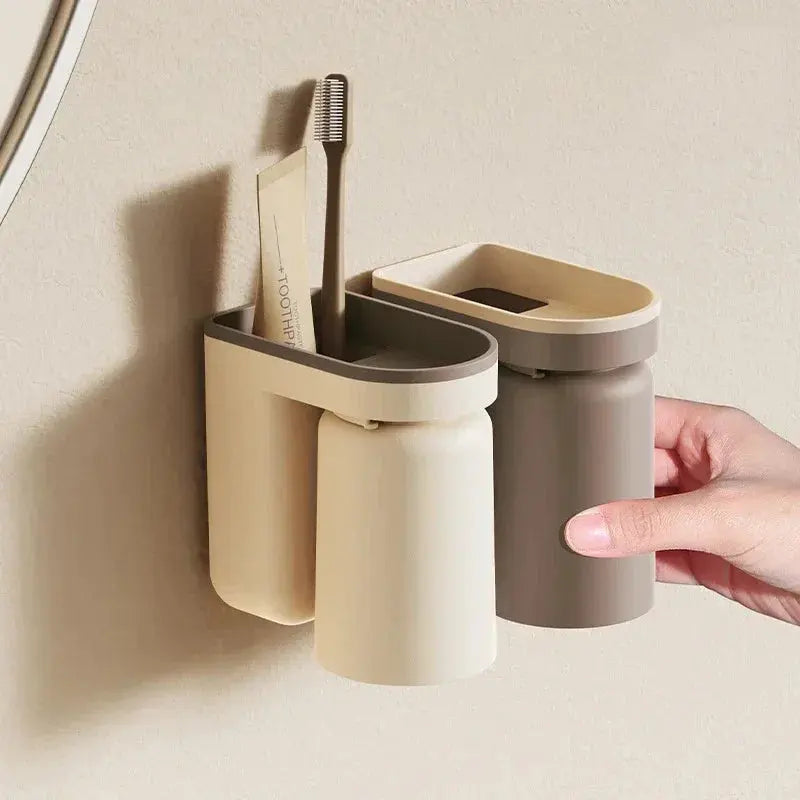BowLift | Self-adhesive wall toothbrush holder for space-saving organization