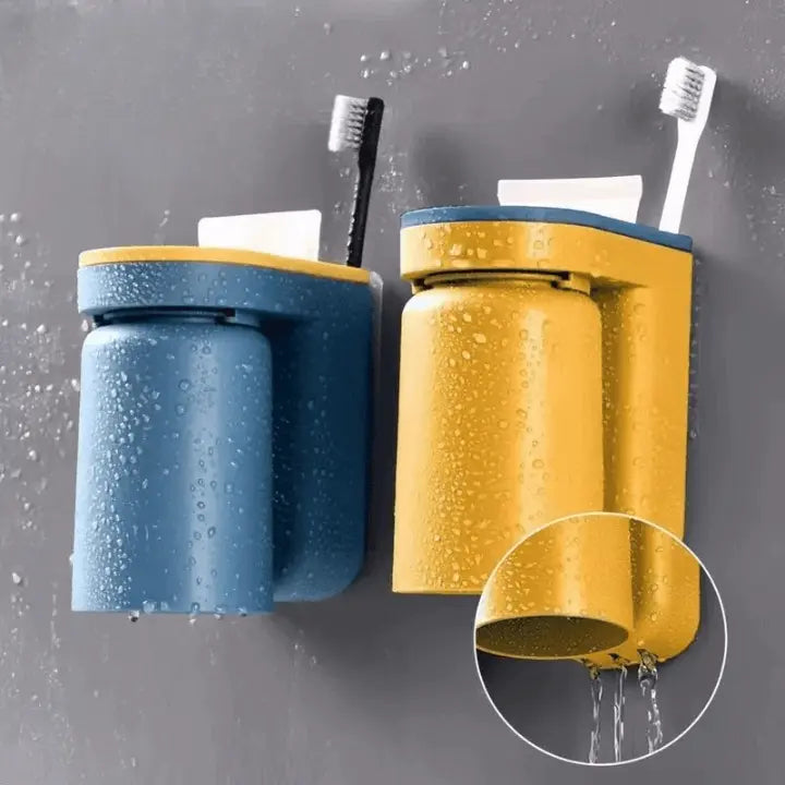 BowLift | Self-adhesive toothbrush holder with cup – Space-saving