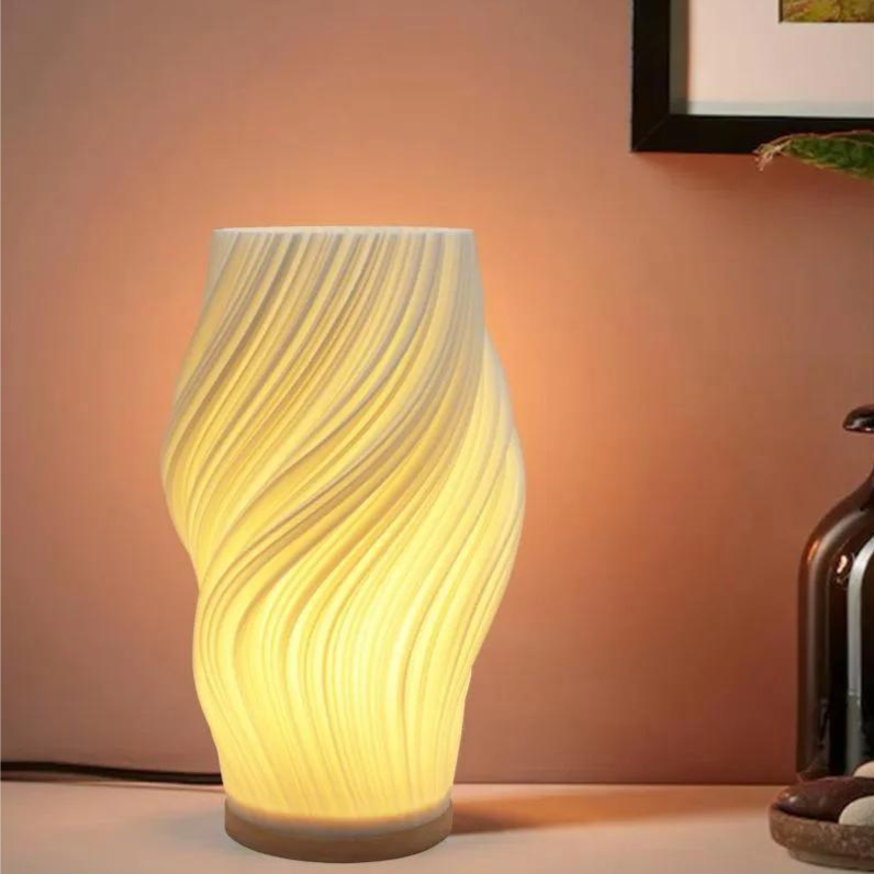 BowLift | LunaSwirl | Luxury Modern Swirl LED Table Lamp – Elegant Ambient Lighting
