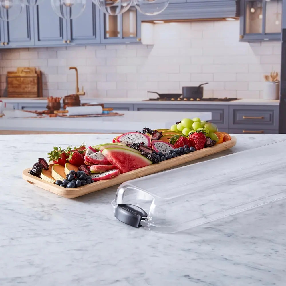 BowLift | Serving platter & cutting board – 2-in-1 design with lid for preparation & presentation!