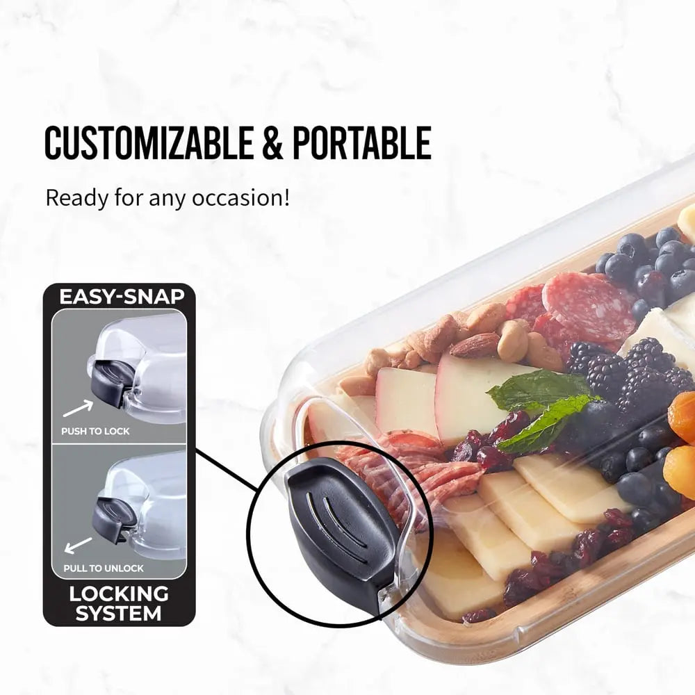 BowLift | Serving platter & cutting board – 2-in-1 design with lid for preparation & presentation!